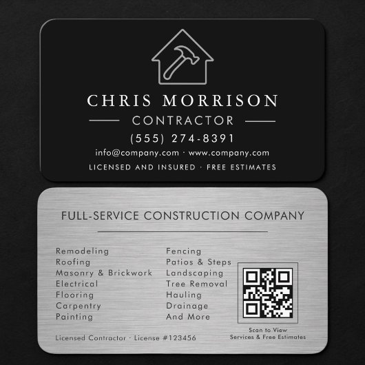 Metalen Bouwconstructie QR Code Zilver Visitekaartje