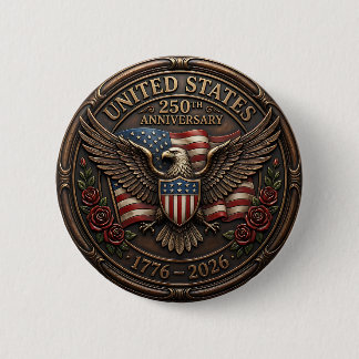 Metalen Brons Verenigde Staten 250e Verjaardag Ronde Button 5,7 Cm