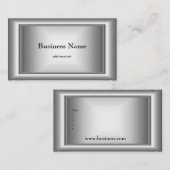 Metalen Chrome Elegant Zwart & Wit Stijl Zilver 5 Visitekaartje (Voorkant / Achterkant)