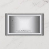 Metalen Chrome Elegant Zwart & Wit Stijl Zilver 5 Visitekaartje (Achterkant)