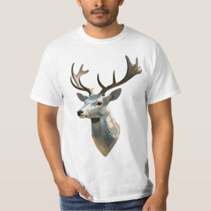 Metalen Cyber Herten Kop Steampunk Wandkunst Trofe T-shirt