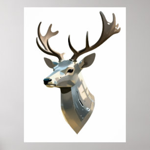 Metalen Cyber Hertenkop Steampunk Muur Kunst Trofe Poster