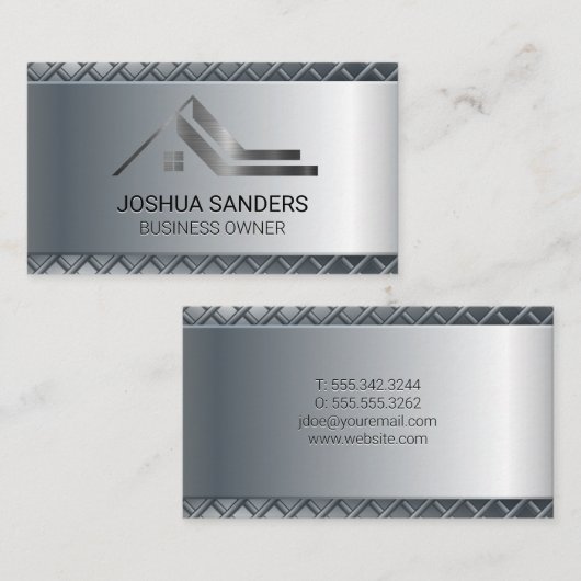 Metalen daktop | Realtor-Visitekaartje Visitekaartje (Voorkant / Achterkant)