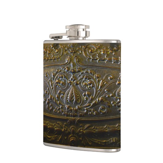  metalen decoratie elegant floraal oud sculpt heupfles (Links)