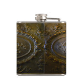 metalen decoratie elegant floraal oud sculpt heupfles (Achterkant)