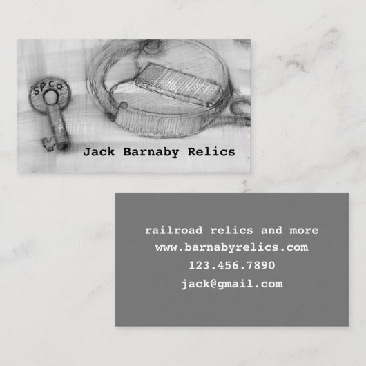 Metalen detecteren relikwieën Railroad Lock Key Sc Visitekaartje (Voorkant / Achterkant)