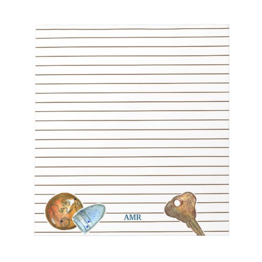 Metalen detectietraining Sleutels Monogram Button Notitieblok (Voorkant)