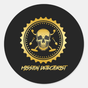 Metalen Detector Missie Detectorist Schattenjacht  Ronde Sticker