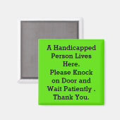 METALEN DEURMAGNEET "GEHANDICAPTEN" BERICHT AAN BE MAGNEET (Voorkant / Achterkant)