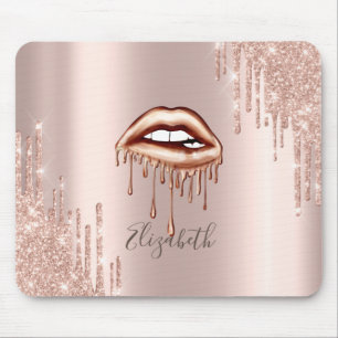 Metalen druipende lippen, Rose Goud Glitter druppe Muismat