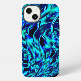 Metalen en scheve illusie, blauw tot groen beeld iPhone 13 hoesje
