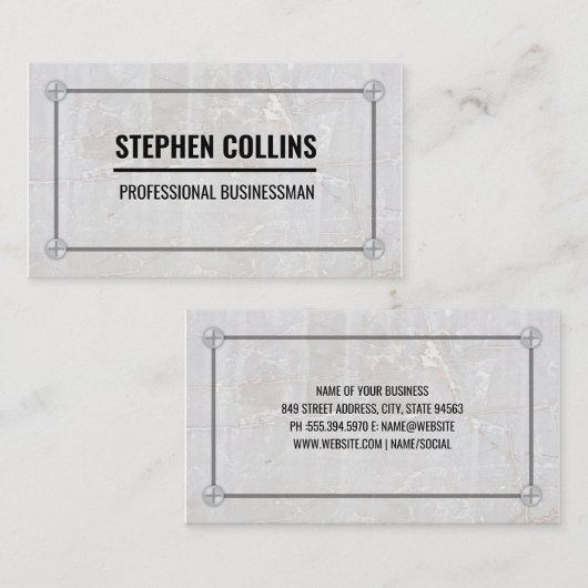 Metalen en schroeven van aluminium | Marmer Visitekaartje (Voorkant / Achterkant)
