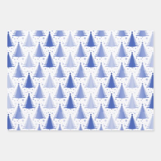 Metalen Folie Blauwe Groene dennenbomen Inpakpapier Vel (Voorkant 3)