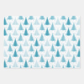 Metalen Folie Blauwe Groene dennenbomen Inpakpapier Vel (Voorkant)