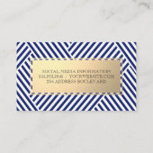 Metalen Frame | Blauw Witte Gestreepte Patroon Visitekaartje (Achterkant)