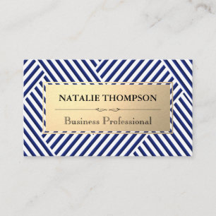 Metalen Frame   Blauw Witte Gestreepte Patroon Visitekaartje