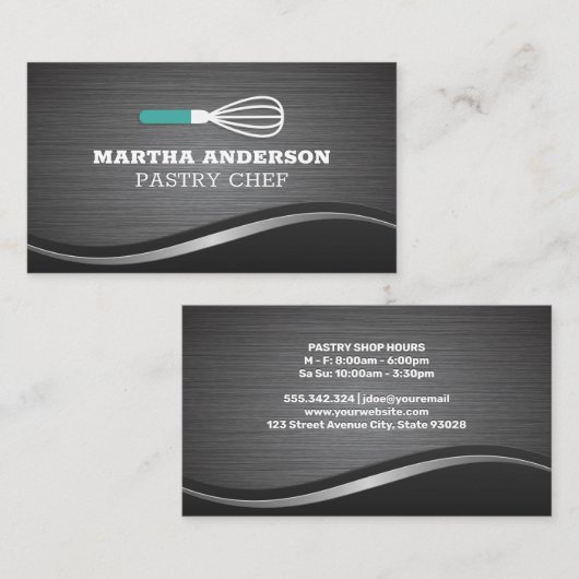 Metalen Geborstelde Golf Achtergrond | Whisk Visitekaartje (Voorkant / Achterkant)