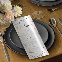 Metalen Geometrisch Trouwmenu Zilver/Zwart ID648