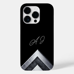 Metalen geometrische monogram zwarte Case-Mate iPhone 14 pro hoesje