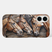 Metalen gesneden look paard portret Case-Mate iPhone case (Achterkant (horizontaal))