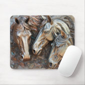 Metalen gesneden look paard portret muismat (Met muis)