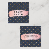 Metalen gestoffeerd leer | Roze geborsteld Vierkante Visitekaartje (Voorkant / Achterkant)