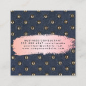 Metalen gestoffeerd leer | Roze geborsteld Vierkante Visitekaartje (Achterkant)