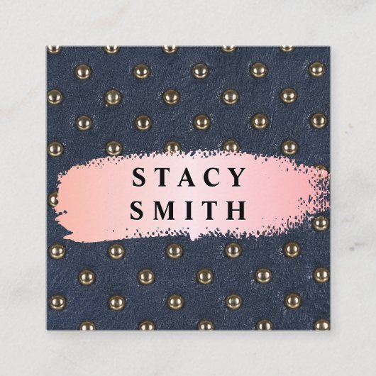 Metalen gestoffeerd leer | Roze geborsteld Vierkante Visitekaartje (Voorkant)