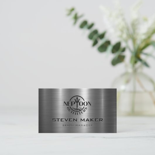 Metalen glanzende achtergrond visitekaartje (Staand voorkant)
