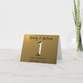 Metalen goud eerste huwelijksverjaardag bedankkaart (Voorkant)