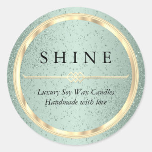  metalen goud- en minngroene glitterlabels ronde sticker