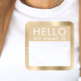 Metalen Goud Hallo Mijn Naam Is Stickers