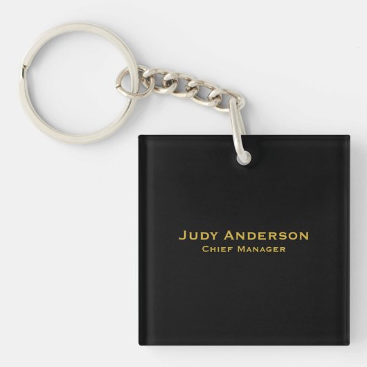 Metalen Goud & Zwart Professionele Moderne Naam Pr Sleutelhanger (voorkant)