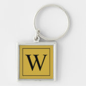 Metalen Gouden Aangepaste Monogram Premium Vierkan Sleutelhanger (Voorkant)