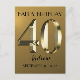 Metalen gouden folie 40e verjaardag briefkaart