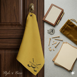 Metalen gouden golfspons met naam en logo golfhanddoek