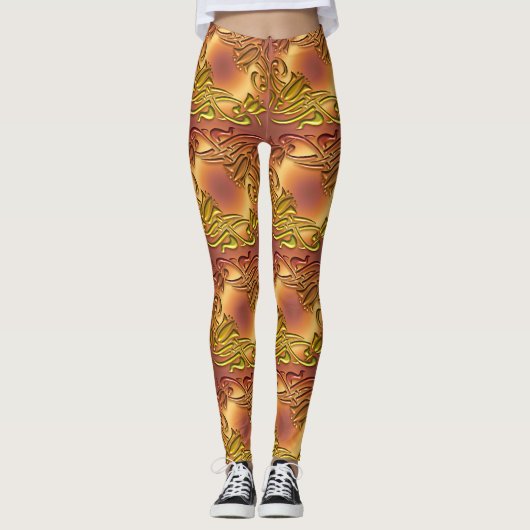 metalen gouden patroon leggings (Voorkant)
