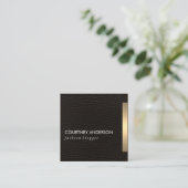 Metalen gouden rand en leer vierkante visitekaartje (Staand voorkant)