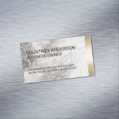 Metalen gouden rand marmer en leer magnetisch visitekaartje (Voorbeeld)