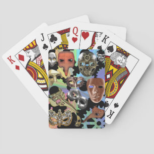 metalen gouden zilveren maskerade steampunkmaskers pokerkaarten