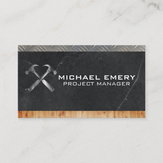 Metalen hamers | Kleur | Hout | Staal Visitekaartje (Voorkant)