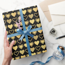 Metalen Hartjes met Gouden Accent Valentijns Cadea Cadeaupapier