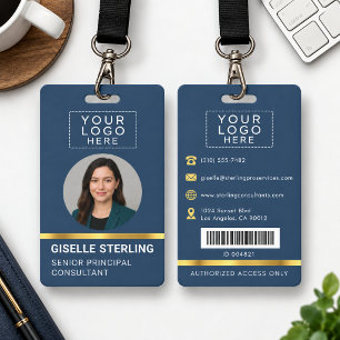Metalen ID-badge met foto, naam en logo voor werkn Badge