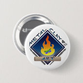 Metalen klei (blauw) ronde button 5,7 cm (Voorkant /achterkant)