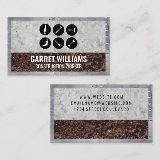 Metalen klinknagels | Beton | Vuile Visitekaartje (Voorkant / Achterkant)