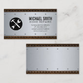 Metalen klinknagels | Leer gestikt Visitekaartje (Voorkant / Achterkant)