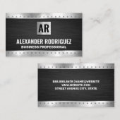 Metalen klinknagels | Zwarte textuur | Monogram Visitekaartje (Voorkant / Achterkant)