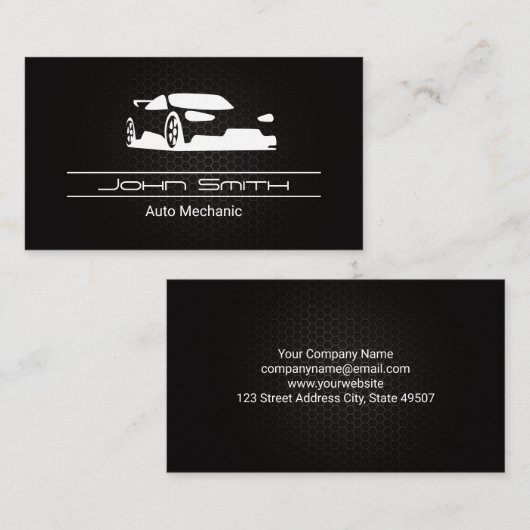 Metalen Koolstofvezelpatroon | Auto Pictogram Visitekaartje (Voorkant / Achterkant)