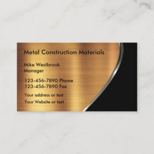 Metalen koperen bronzen toon uitziende constructie visitekaartje