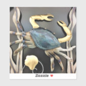 Metalen kunst met blauwe krab sticker (Vel)